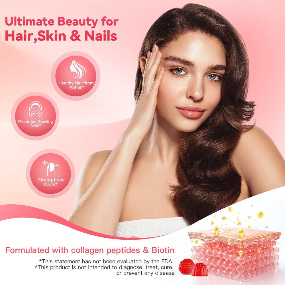 Close-up of peach-flavored collagen gummies