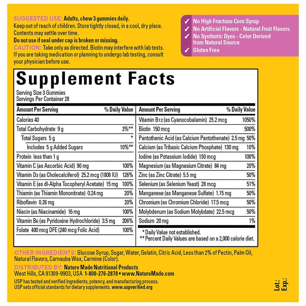 USP Verified logo on Nature Made 50+ for Her gummies