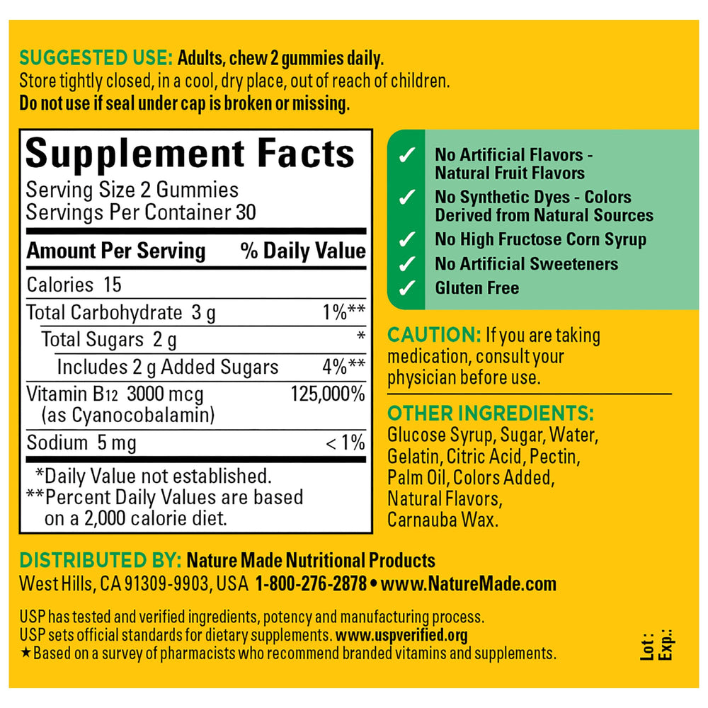 Gluten-free B12 gummies with no artificial flavors or sweeteners