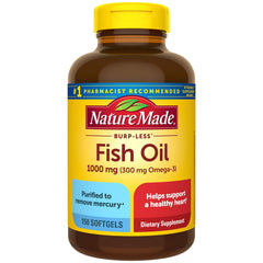 Nature Made Burp Less Fish Oil 1000 mg softgels bottle with 150-count