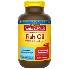 Nature Made Burp Less Fish Oil 1200 mg bottle with 200 softgels