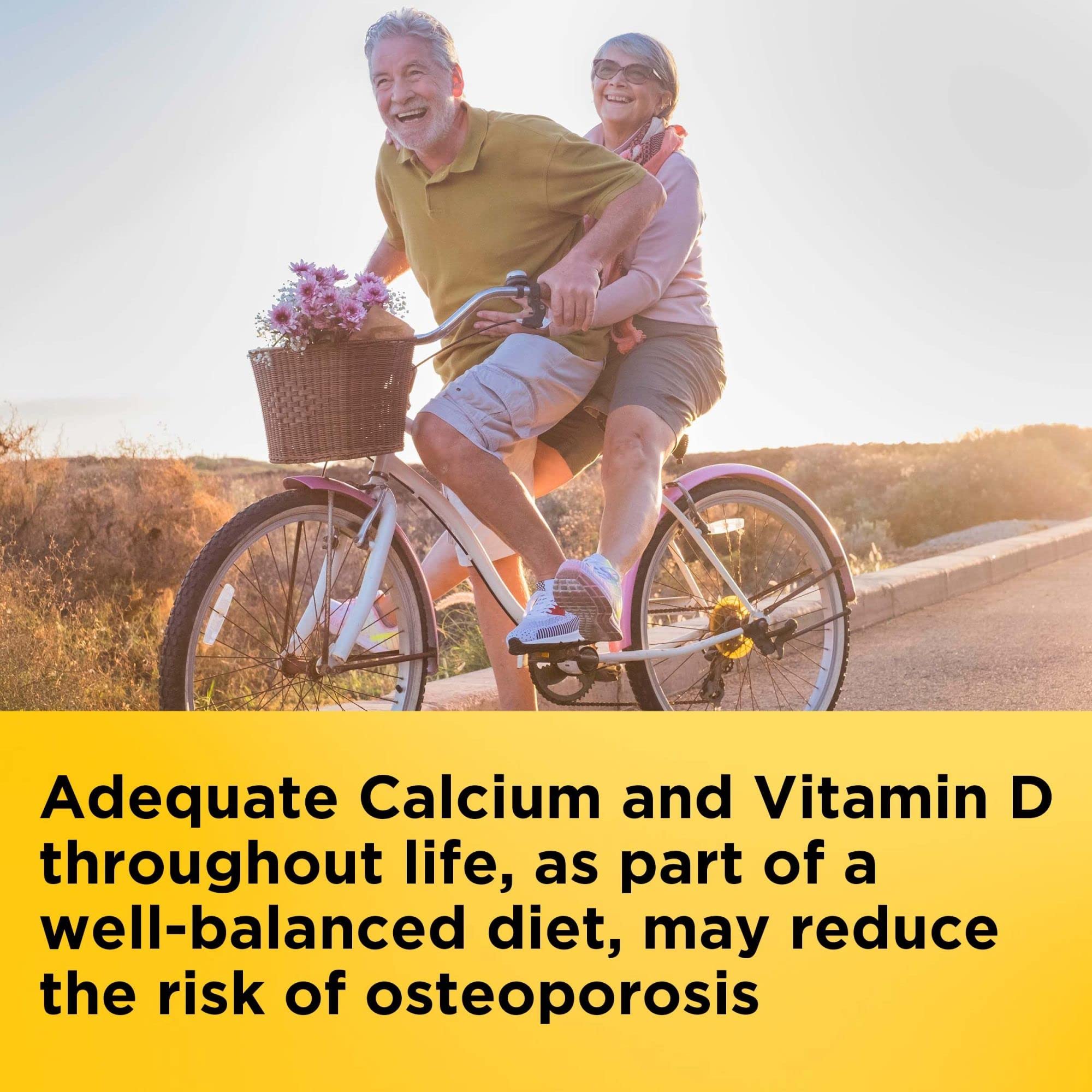 Close-up of Nature Made Calcium 600 mg with Vitamin D3 bottle