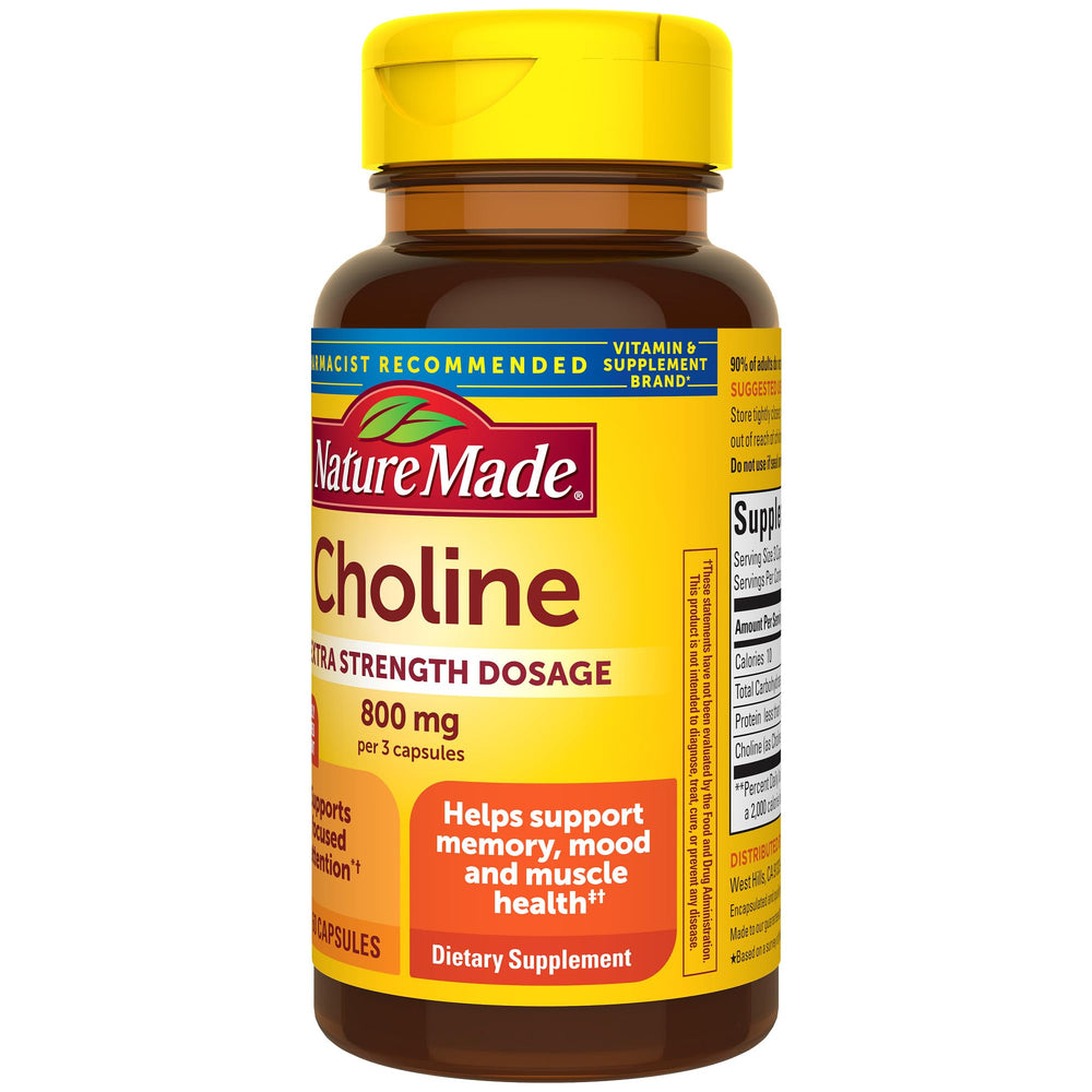 Nature Made Choline 800 mg cápsulas: empaque de 60 cápsulas para 20 días