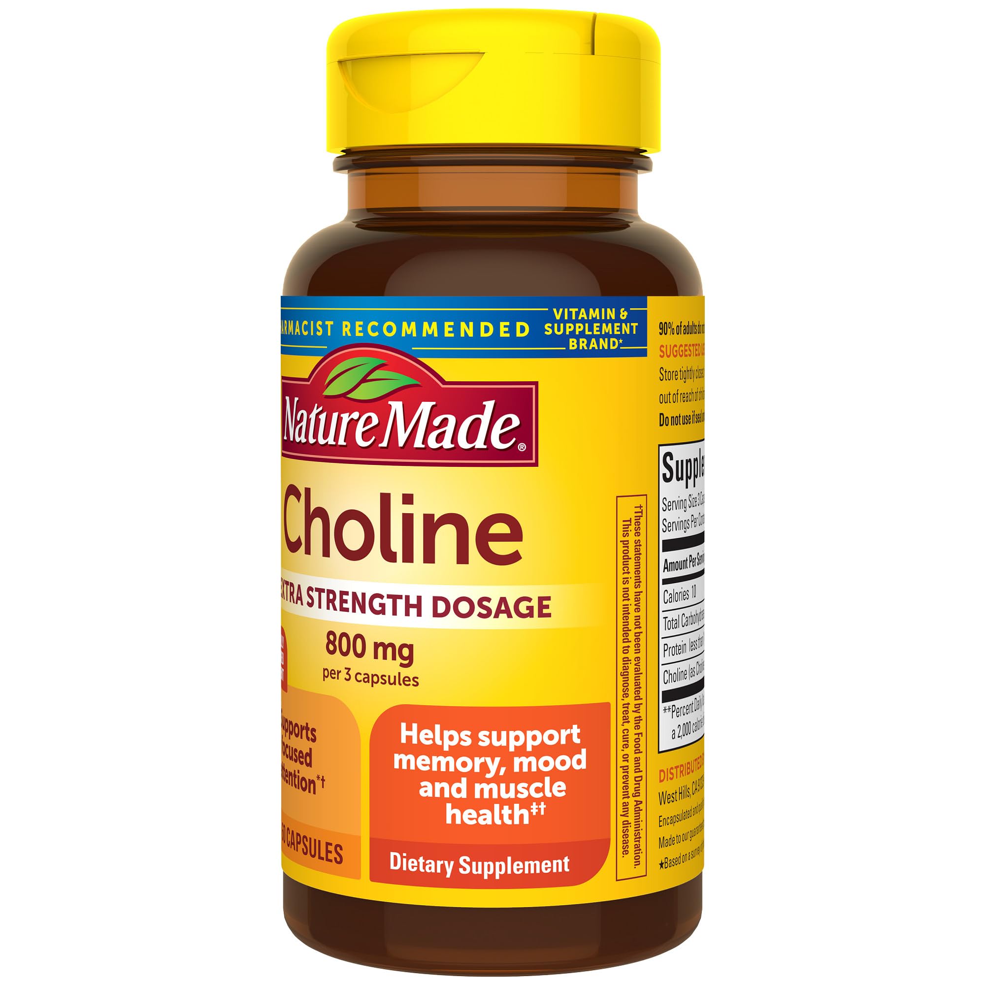 Packaging of Nature Made Choline 60 capsules