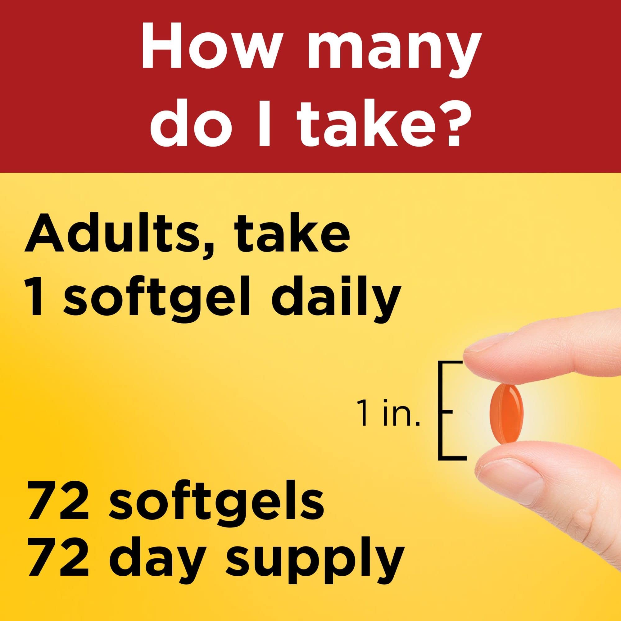 72-count bottle of Nature Made CoQ10 softgels on white background