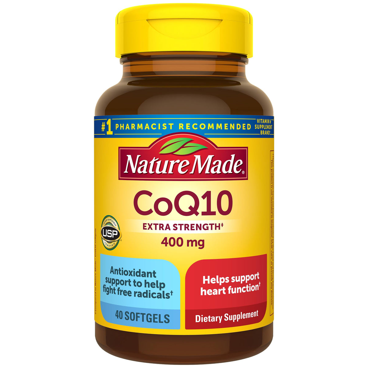 Nature Made CoQ10 400 mg softgel bottle – 40-count