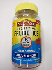 Nature Made Digestive Probiotics Ultra-Strength Raspberry & Cherry gummies bottle with 42 gummies (Pack of 2)