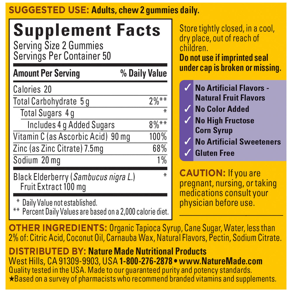 No artificial flavors, colors, or sweeteners icons for the gummies