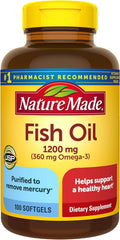 Nature Made Fish Oil 1200 mg, 100 softgels bottle