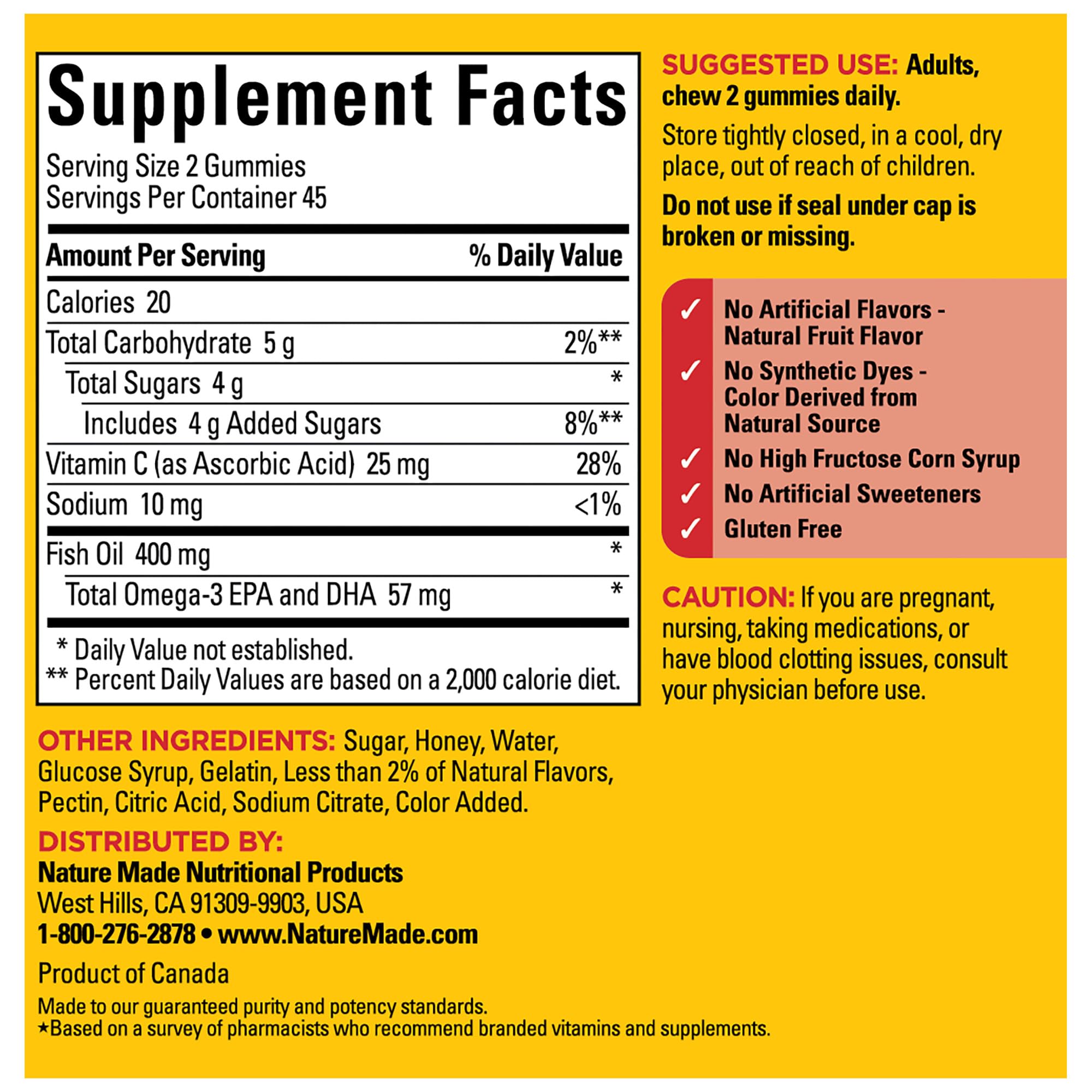 No artificial flavors or synthetic dyes in Nature Made gummies