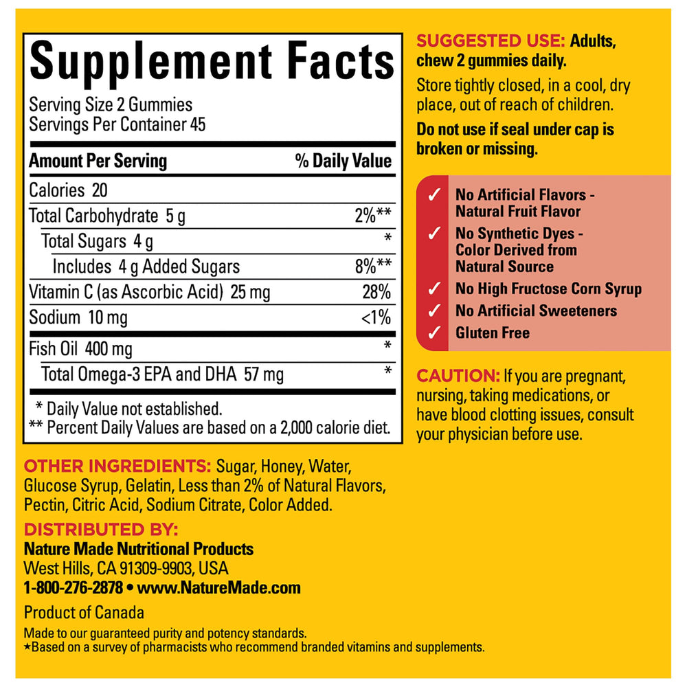 No artificial flavors or synthetic dyes in Nature Made gummies