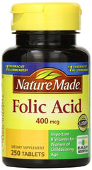Nature Made Folic Acid 400 mcg 250 Count (4 Pack) bottle