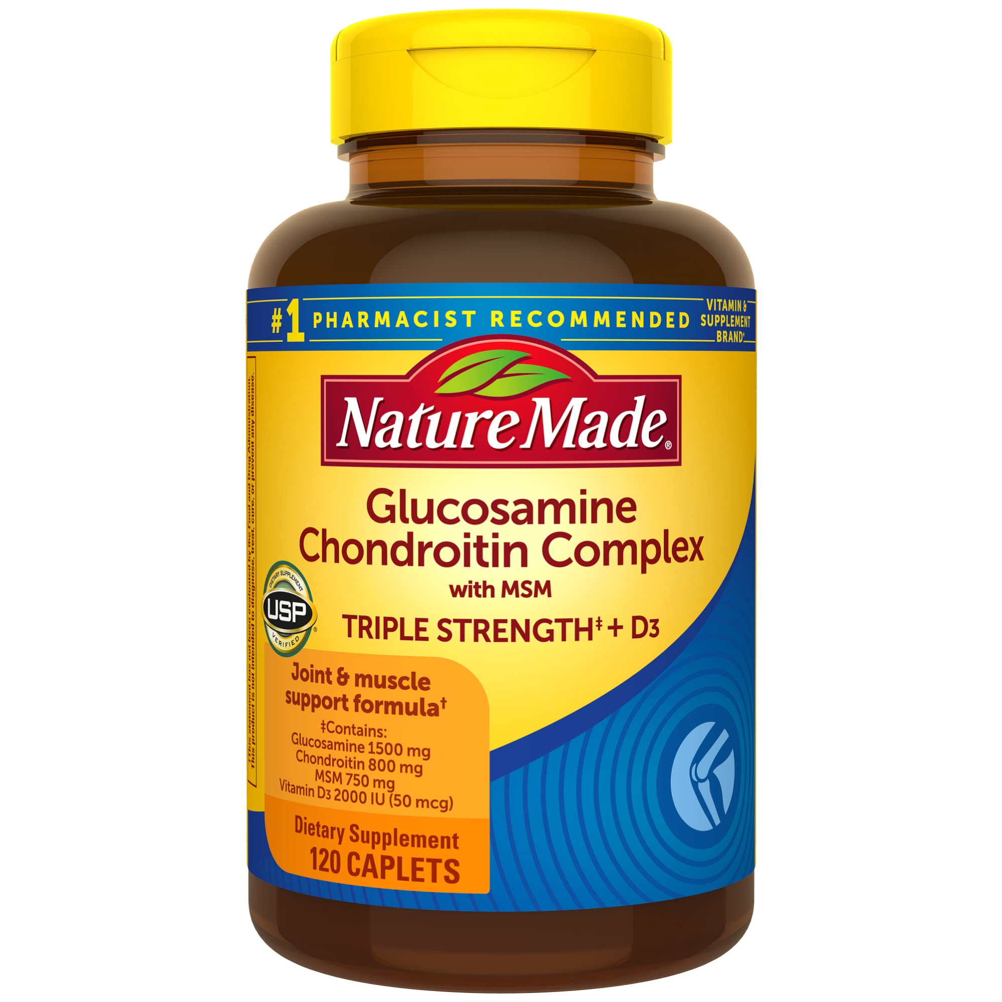Nature MadeGlucosamine Chondroitin MSM bottle front supports joint comfort