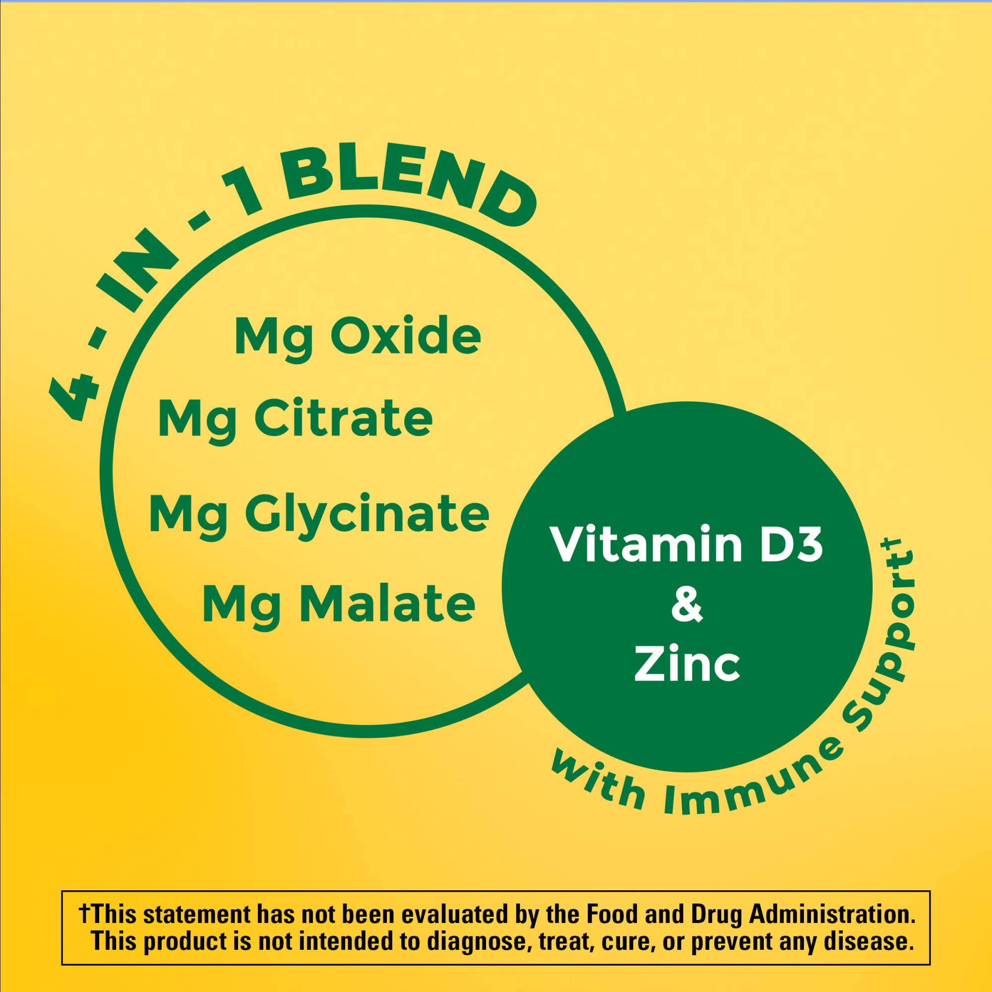 Nature Made Magnesium Complex label nutrition shows vitamin D3 and zinc per serving.