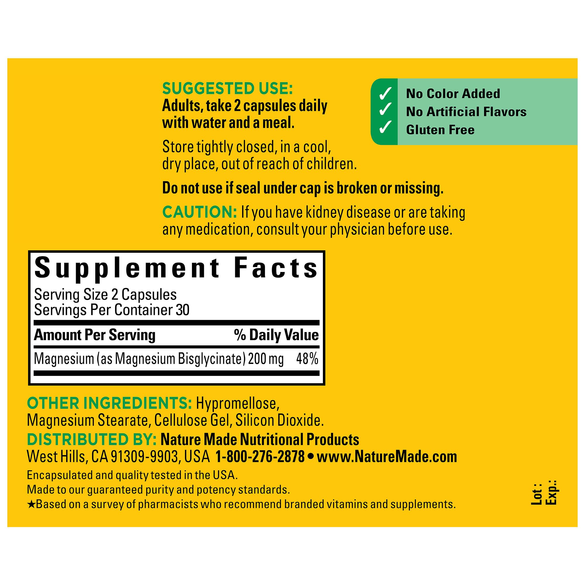 Nature Made Magnesium Glycinate capsules in a daily-use scene, ready to take two daily.