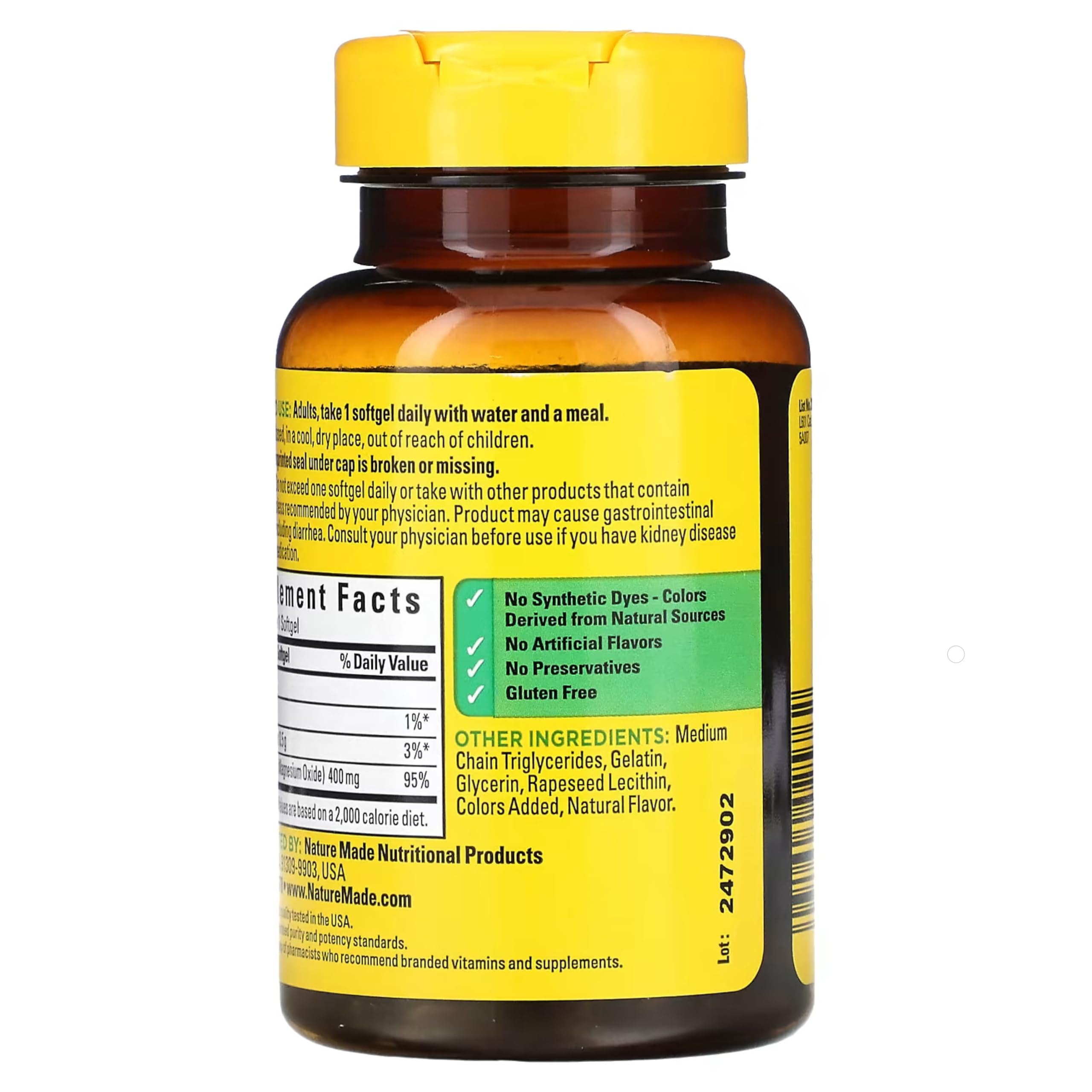 Softgels (orange) showcasing easy swallowing