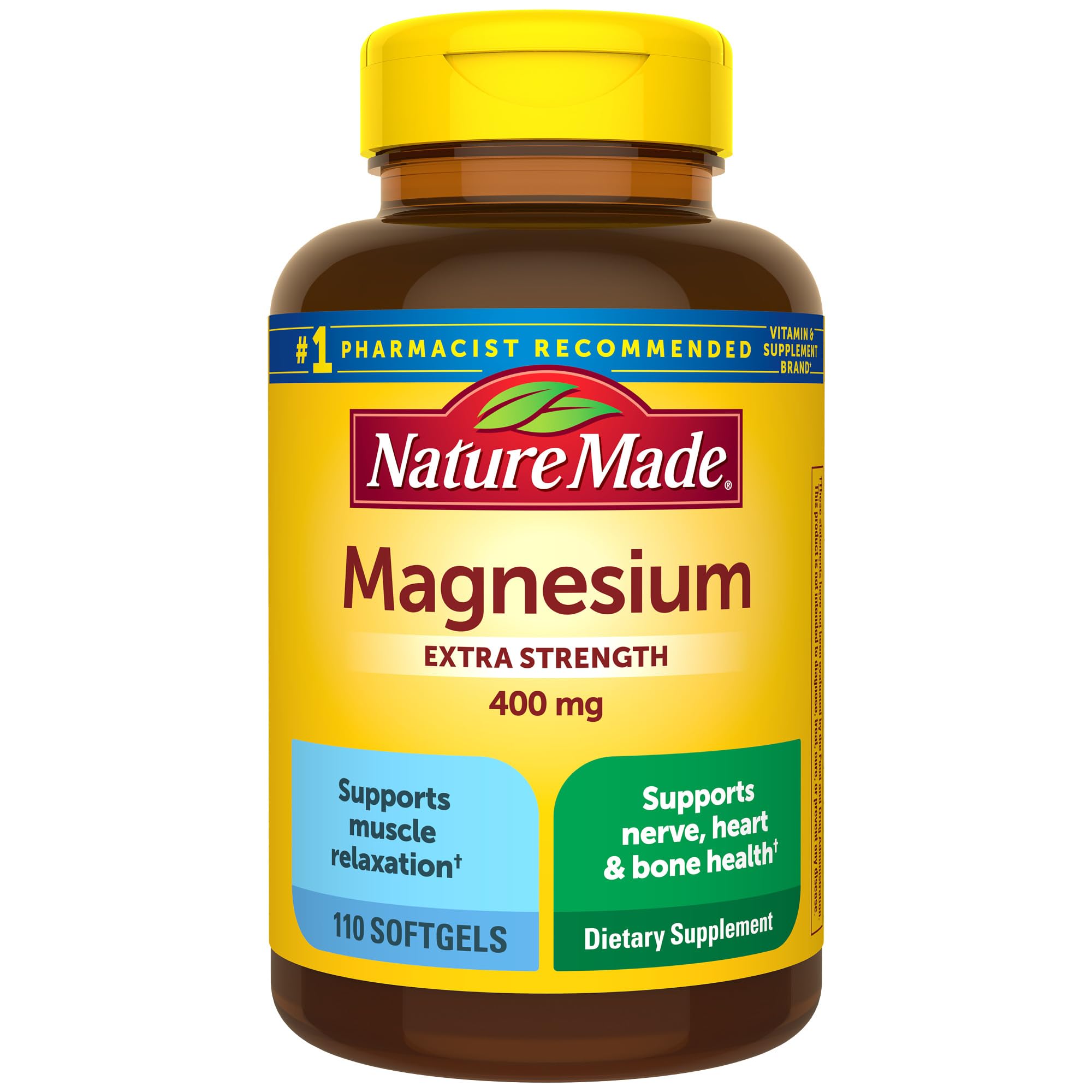 Nature Made Magnesium Oxide 400 mg softgels bottle for daily nerve support.