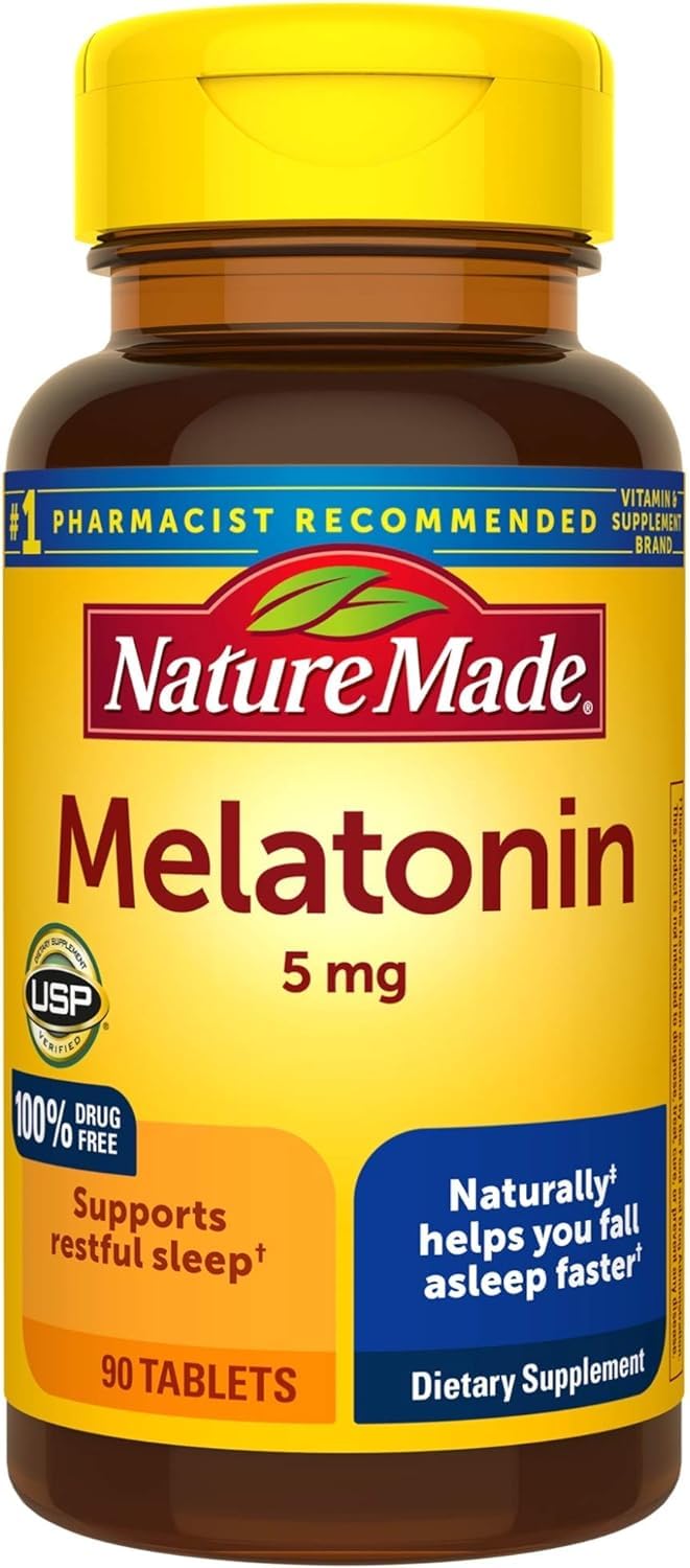 Nature Made Melatonin 5mg Tablets bottle, 90-count