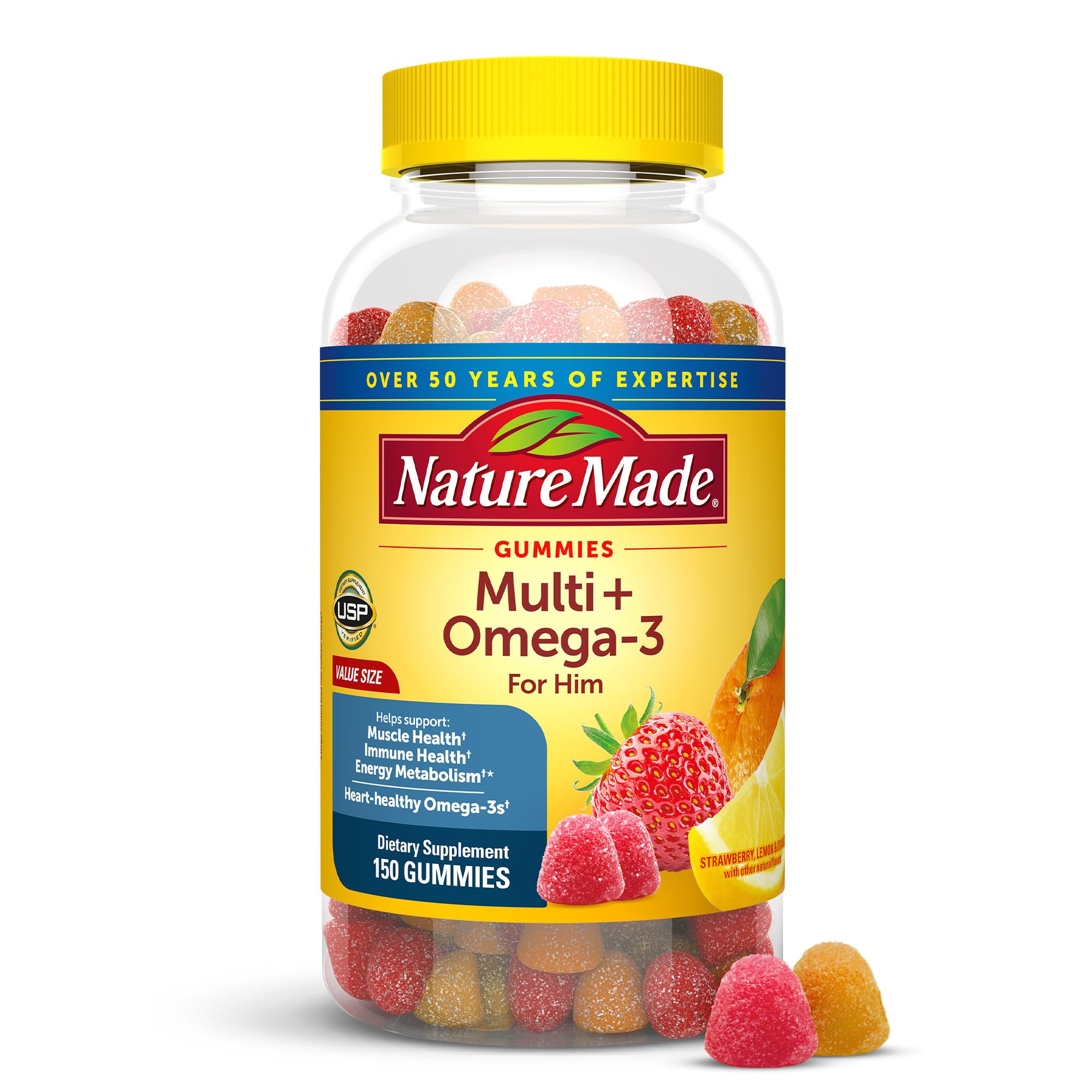 Nature Made Men's Multivitamin Gummies bottle front for daily wellness routine