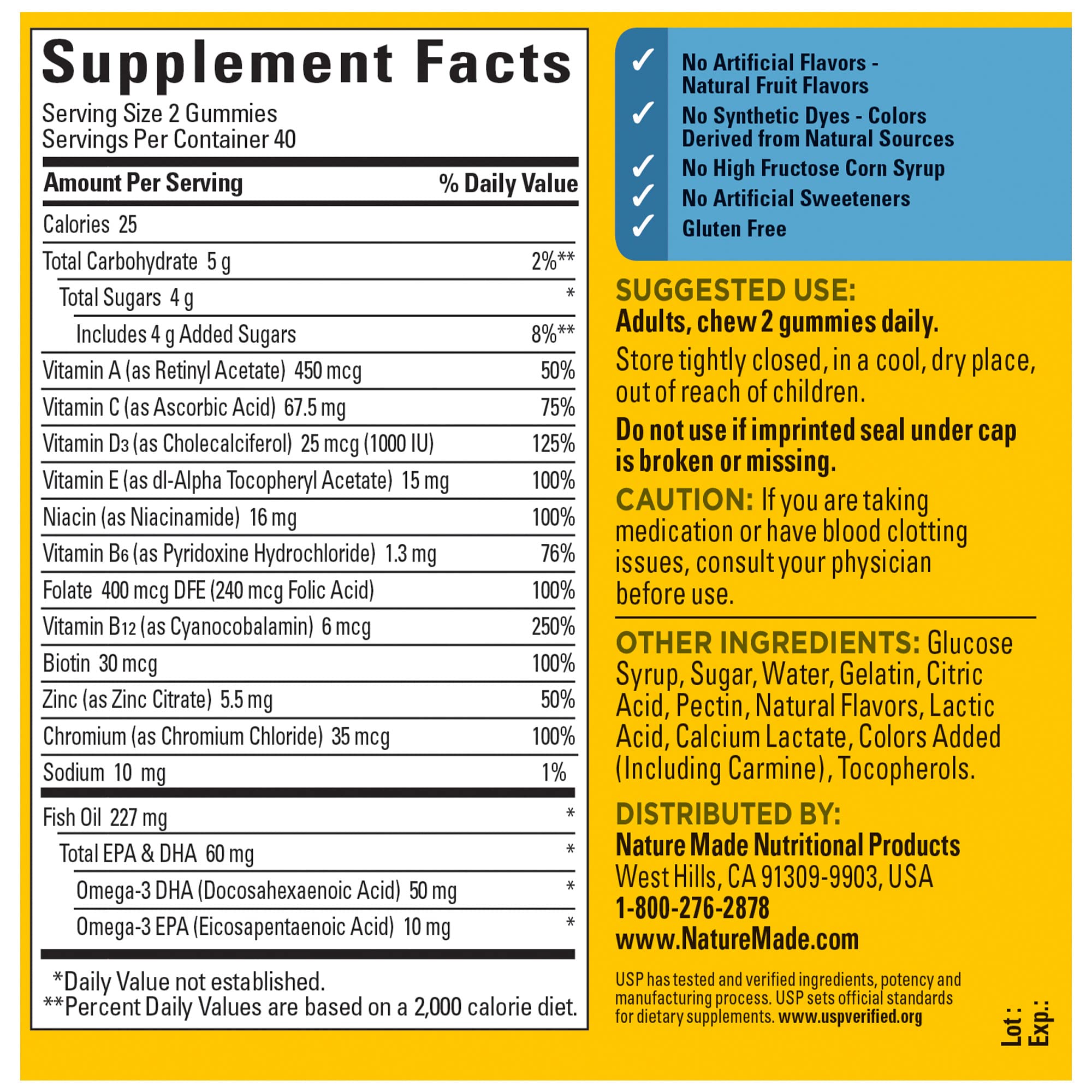 Nature Made lemon flavor gummy image showing a refreshing daily supplement choice.