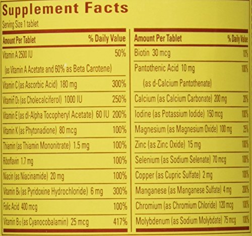 Close-up of key nutrients: Vitamin C, D3, and E in Nature Made 50+ for Her