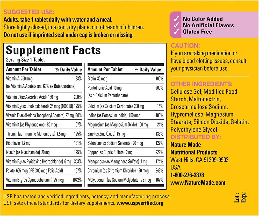 Nature Made Multi for Her 50+ pack of 4 bottles for convenient daily use