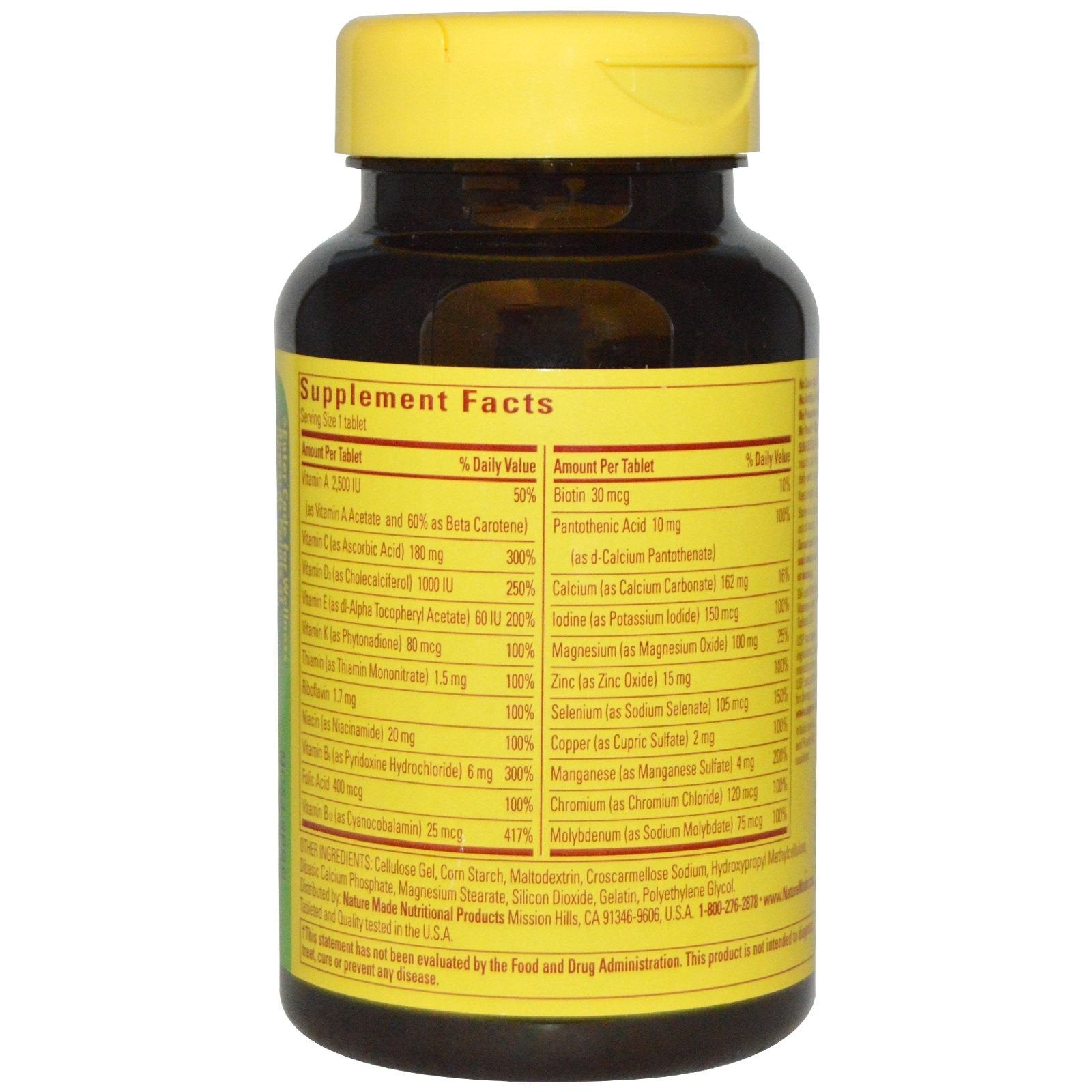 Front view of Nature Made Multi for Him 50+ No Iron 90-count bottle