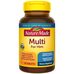 Front view of Nature Made Multivitamin For Him bottle with 90 tablets