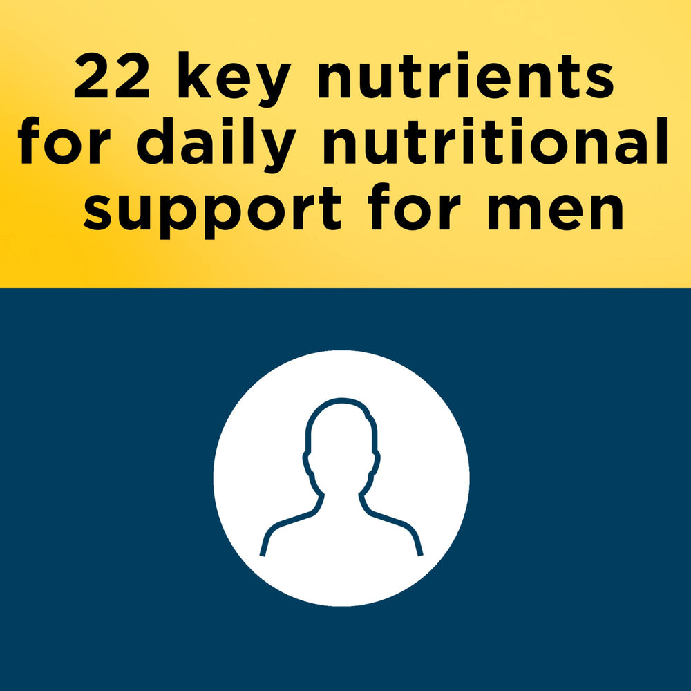 Nature Made Multivitamin for Him nutrition facts label with key vitamins