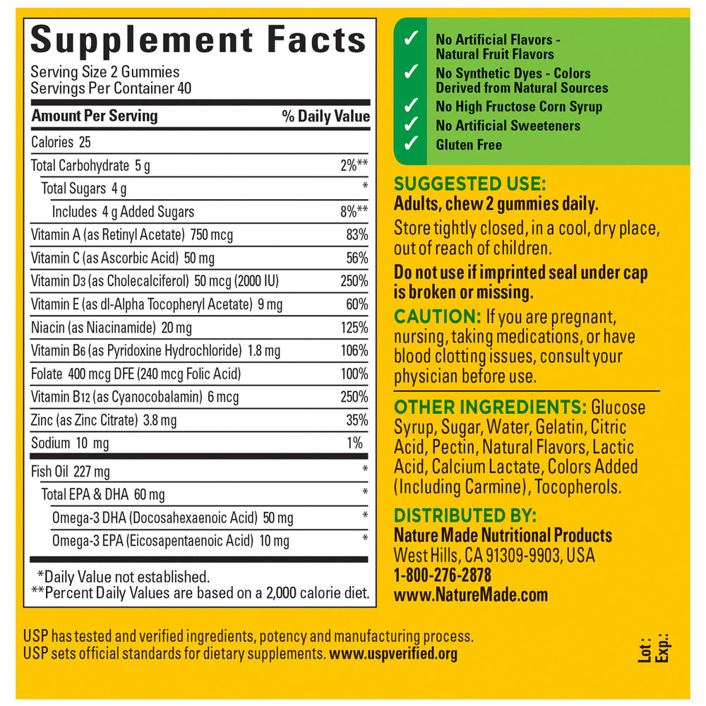 USP Verified seal on Nature Made Multivitamin + Omega-3 Gummies