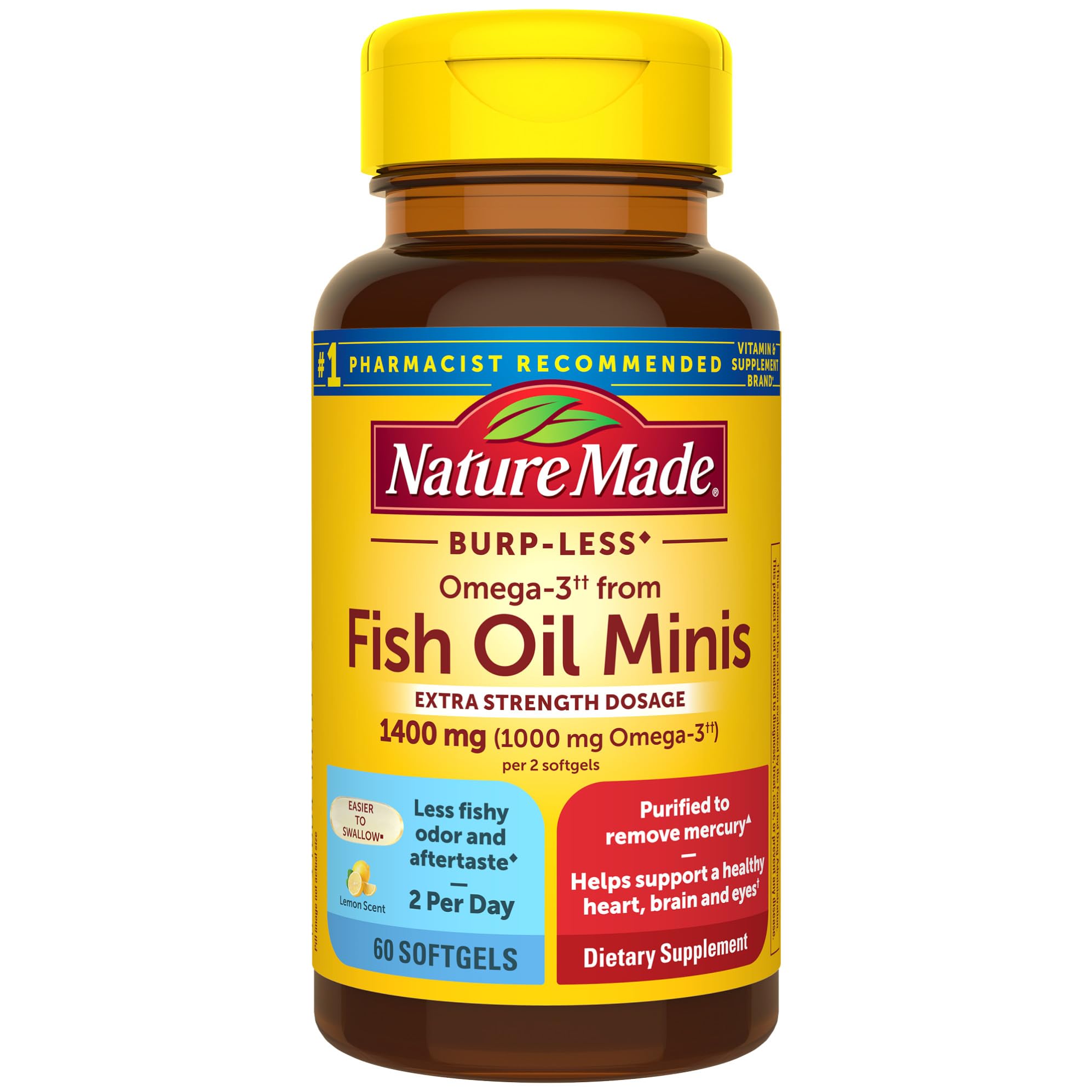 Nature Made Burp Less Omega-3 Minis bottle front
