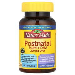Bottle of Nature Made Postnatal Multivitamin + DHA 60 softgels