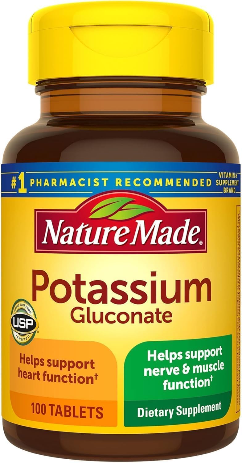 Nature Made Potassium Gluconate 550mg bottle front label close-up