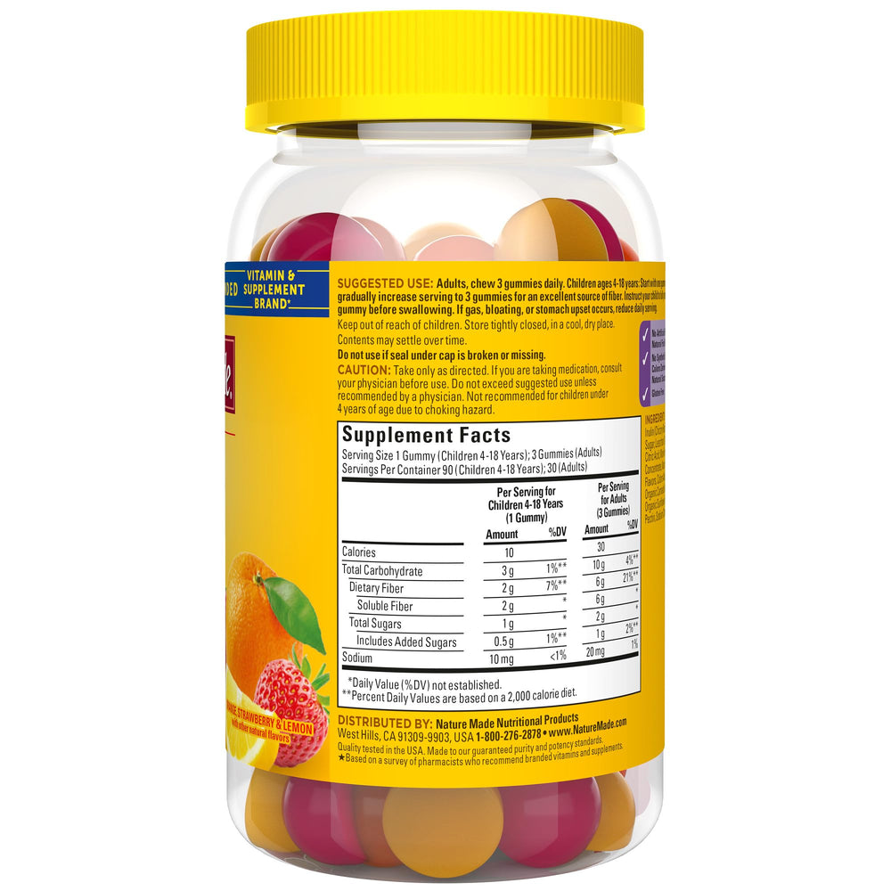 Made in the USA packaging for Nature Made Prebiotic Fiber Gummies