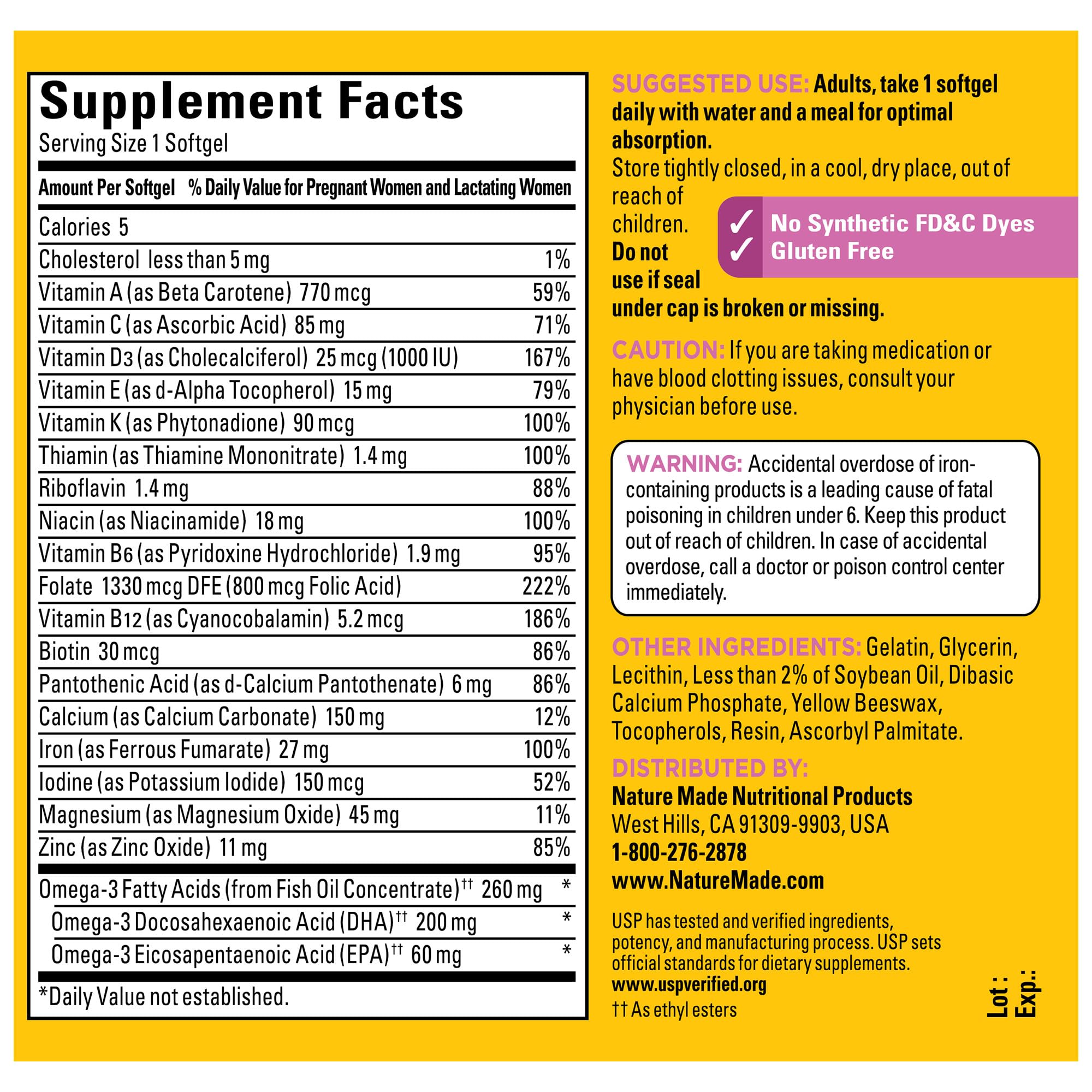 USP Verified seal on Nature Made Prenatal packaging