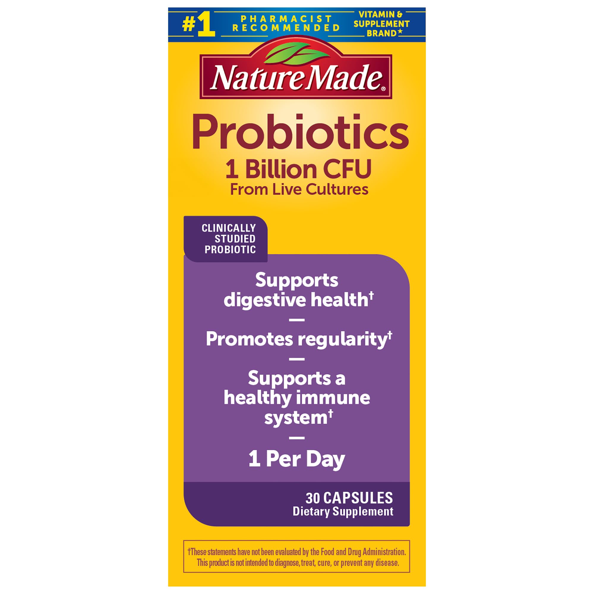 Taking one probiotic capsule daily with water and a meal