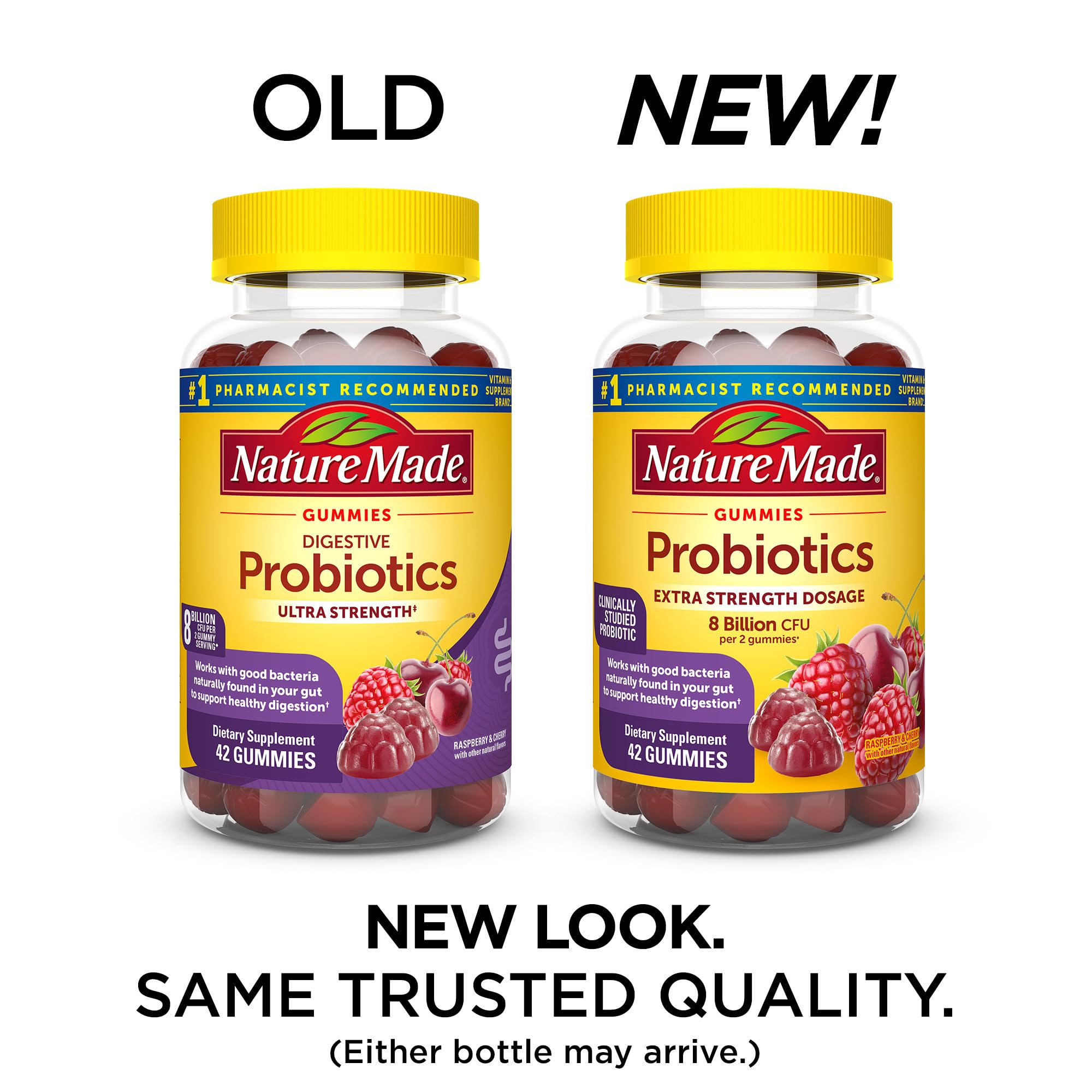 Gummies with raspberry and cherry flavors