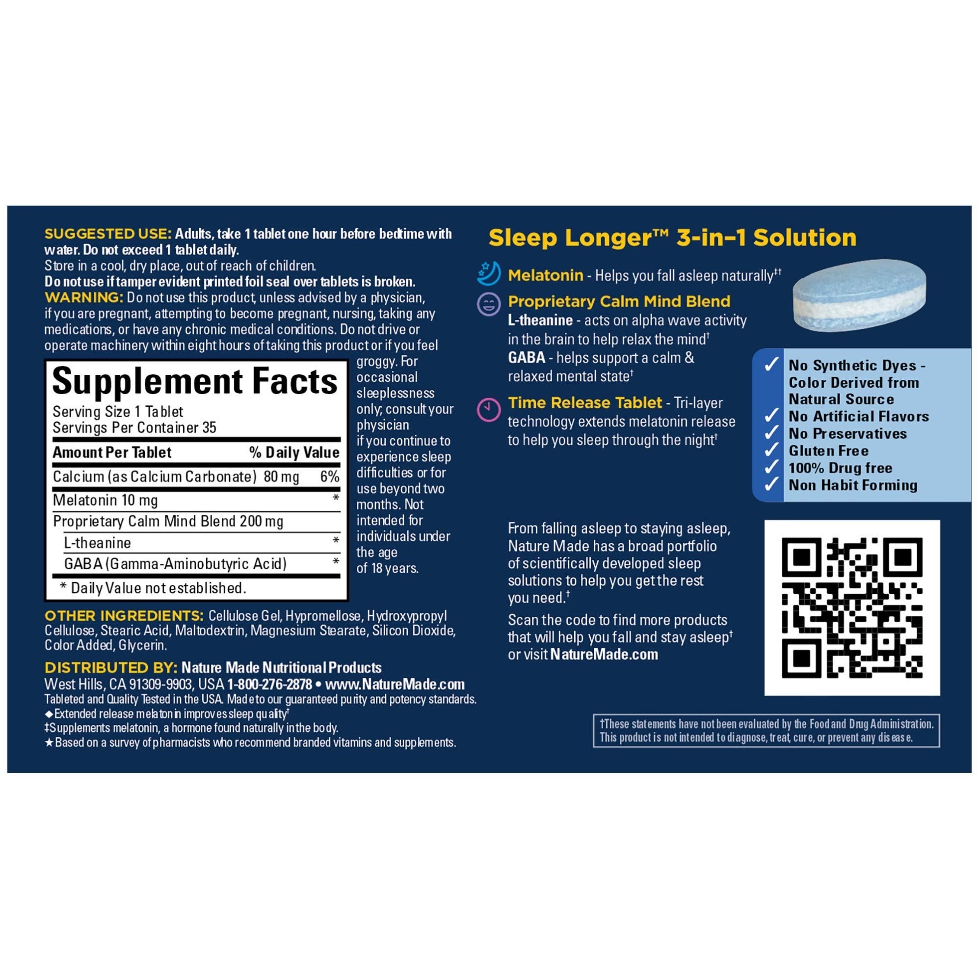 Close-up of Melatonin 10mg tri-layer time-release tablet