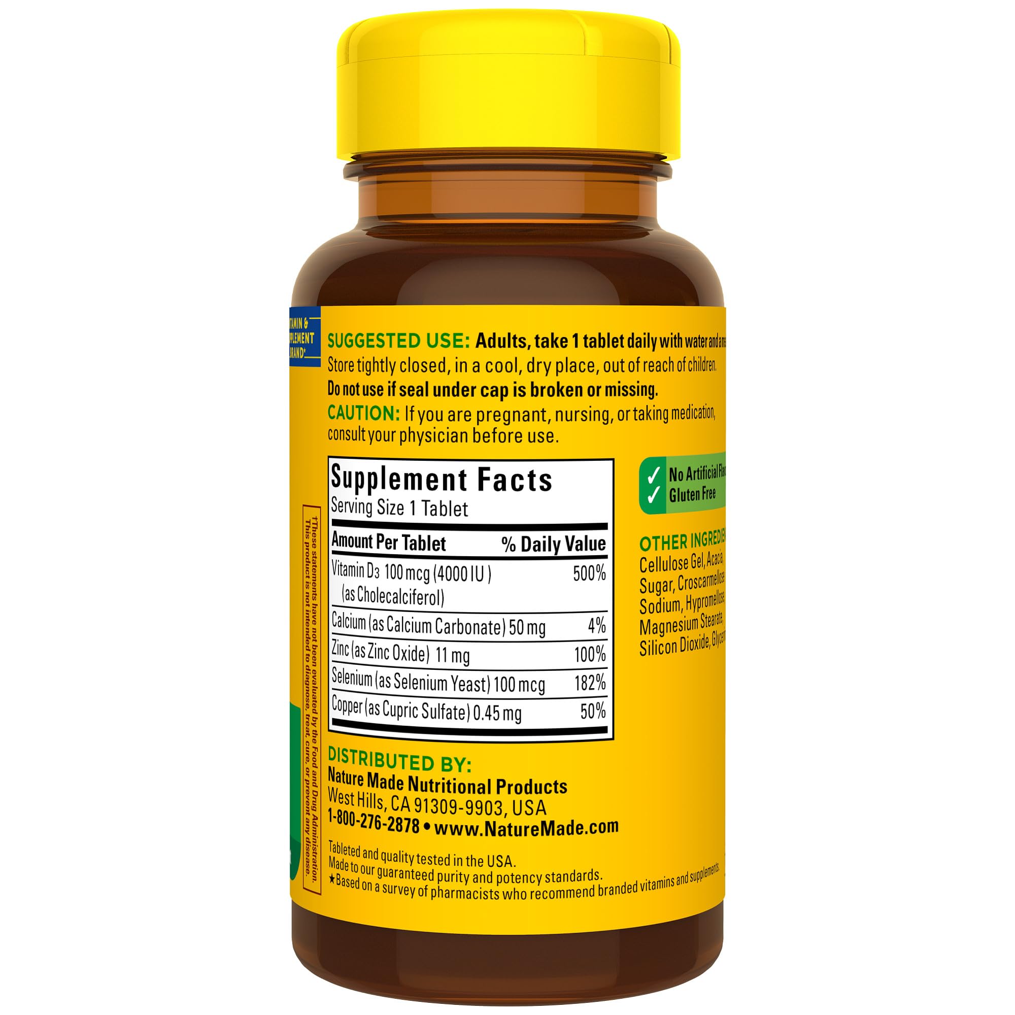 Adult serving: one tablet daily with water and a meal