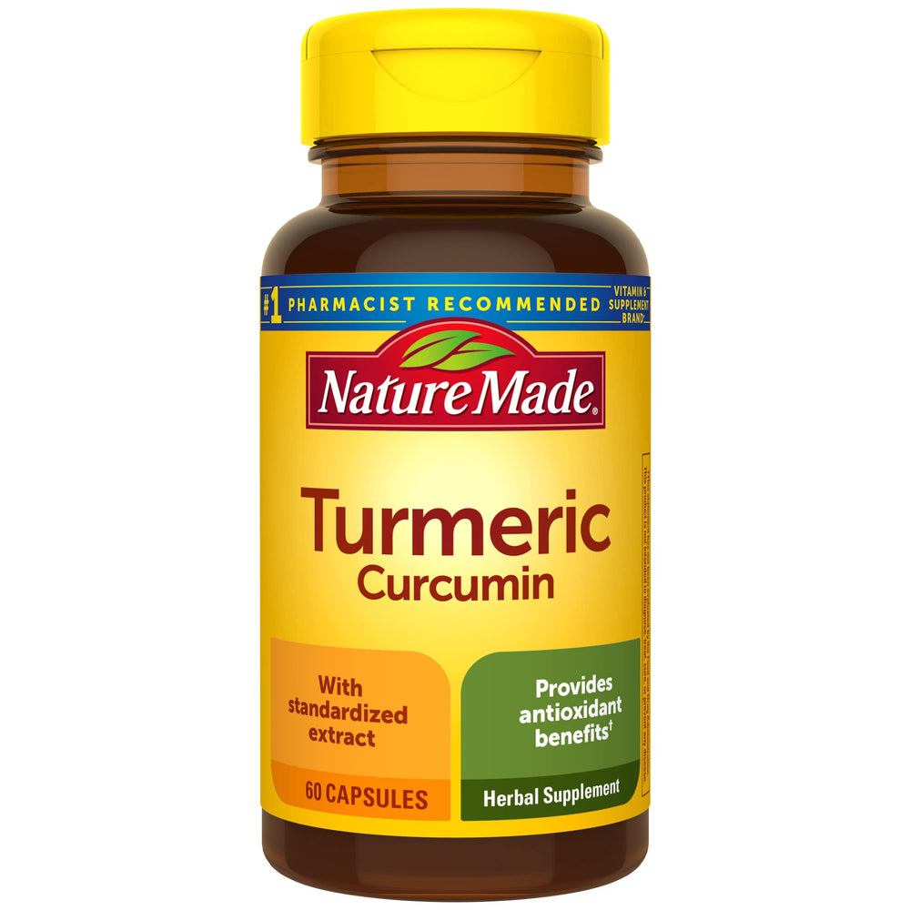 Nature Made Turmeric Curcumin 500 mg bottle highlighting daily antioxidant support