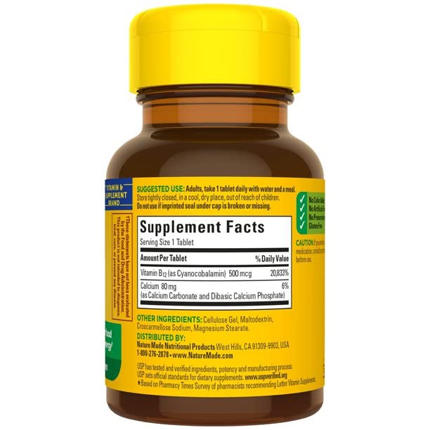 Daily use of Nature Made Vitamin B-12 500 mcg tablets
