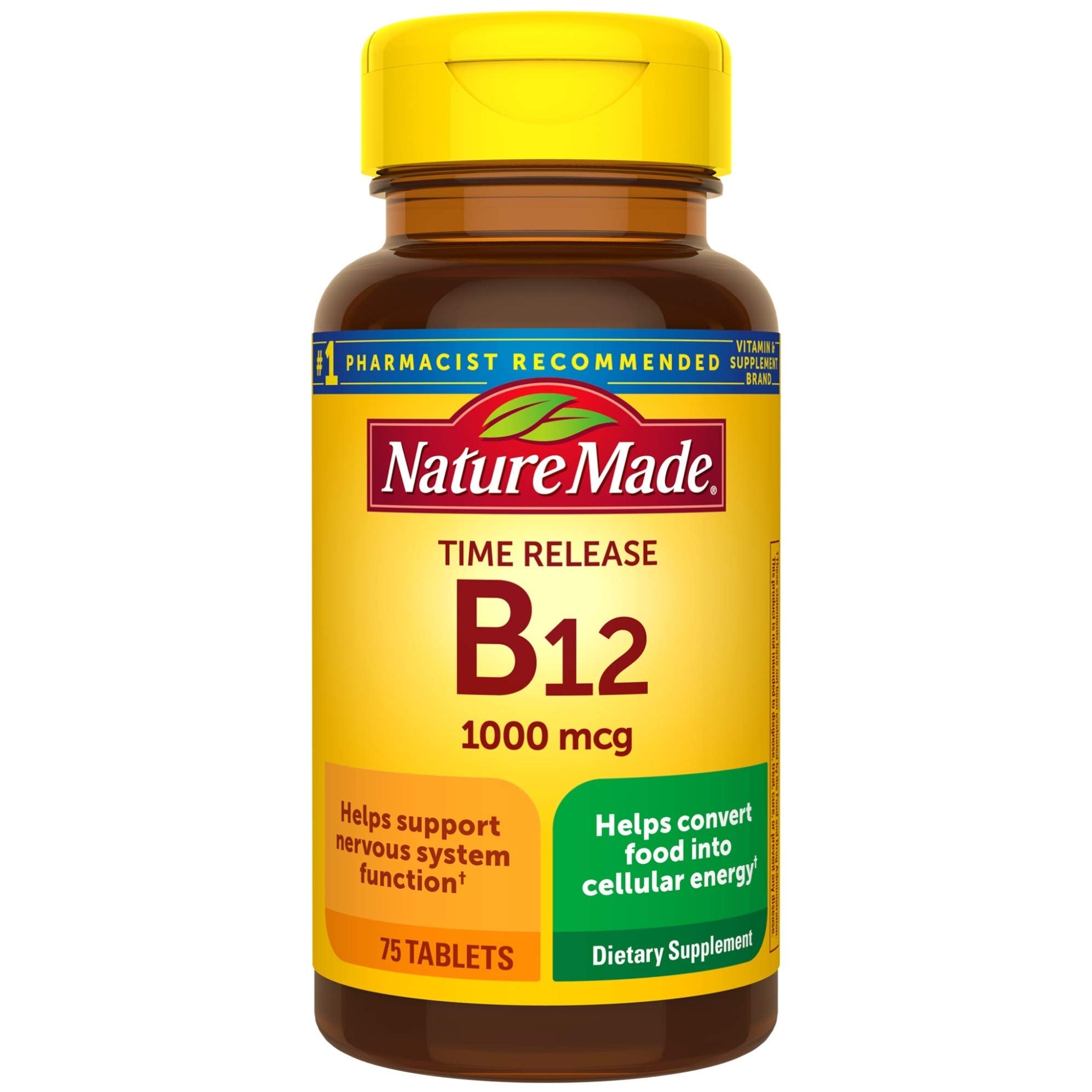 Nature Made Vitamin B12 1000 mcg Time Release Tablets bottle label