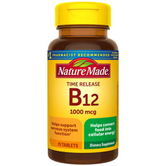 Nature Made Vitamin B12 1000 mcg Time Release Tablets bottle label