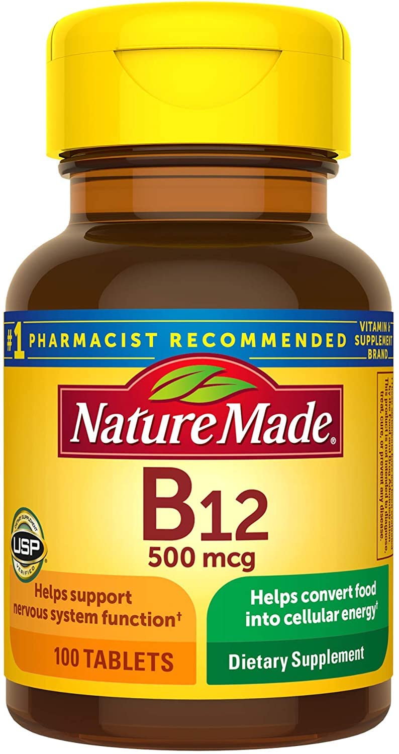 Bottle of Nature Made Vitamin B-12 500 mcg tablets