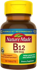 Bottle of Nature Made Vitamin B-12 500 mcg tablets