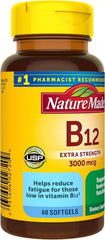 Close-up of Nature Made B-12 softgel capsules