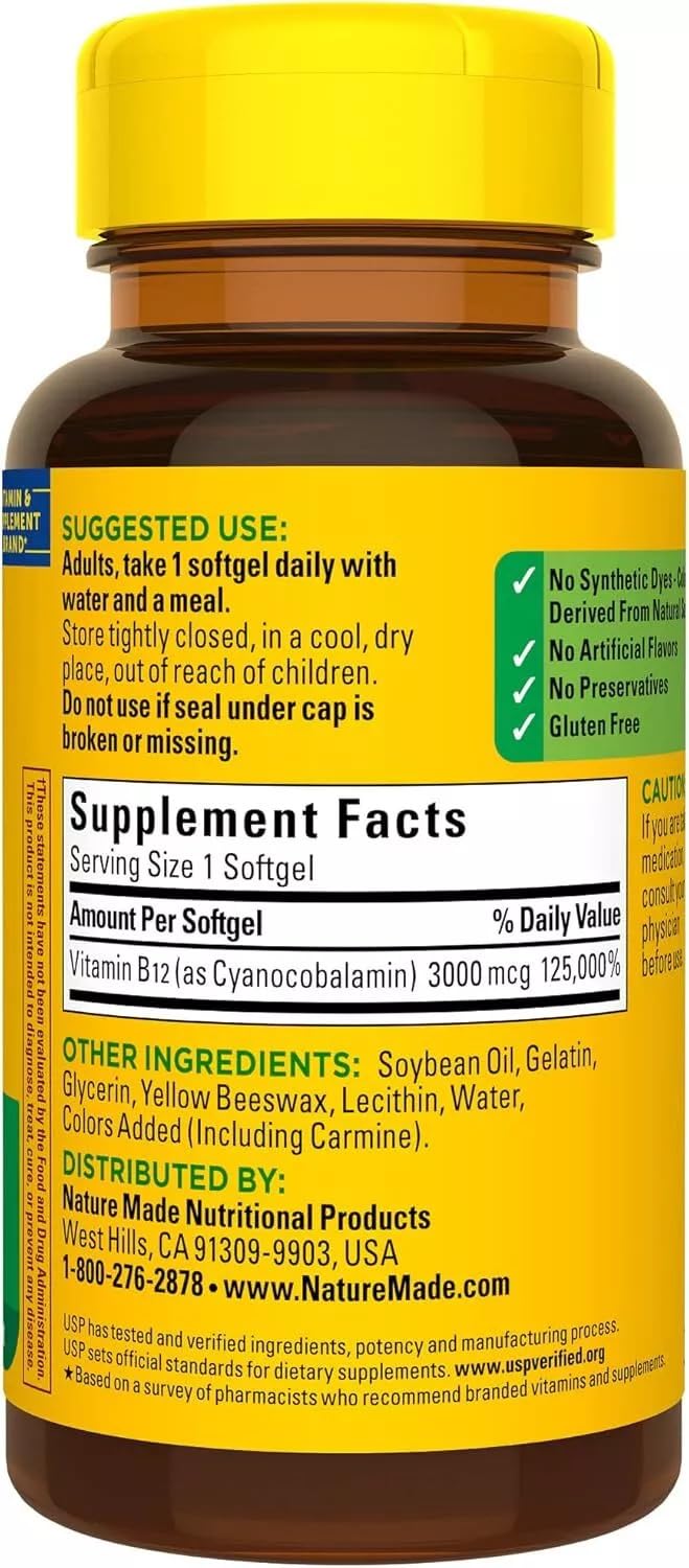 Bottle label showing 60 softgels per bottle