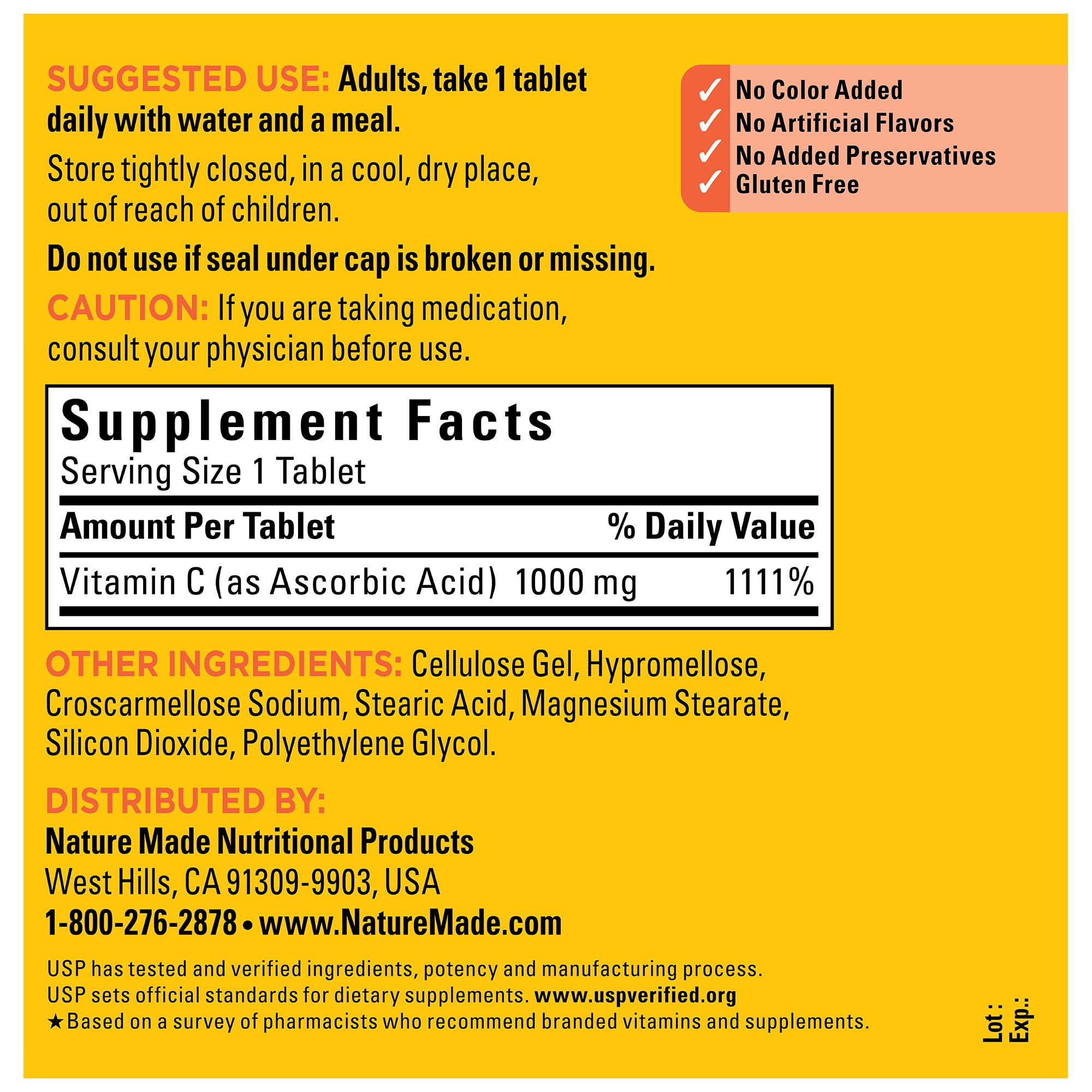 Gluten-free symbol on Nature Made Vitamin C label