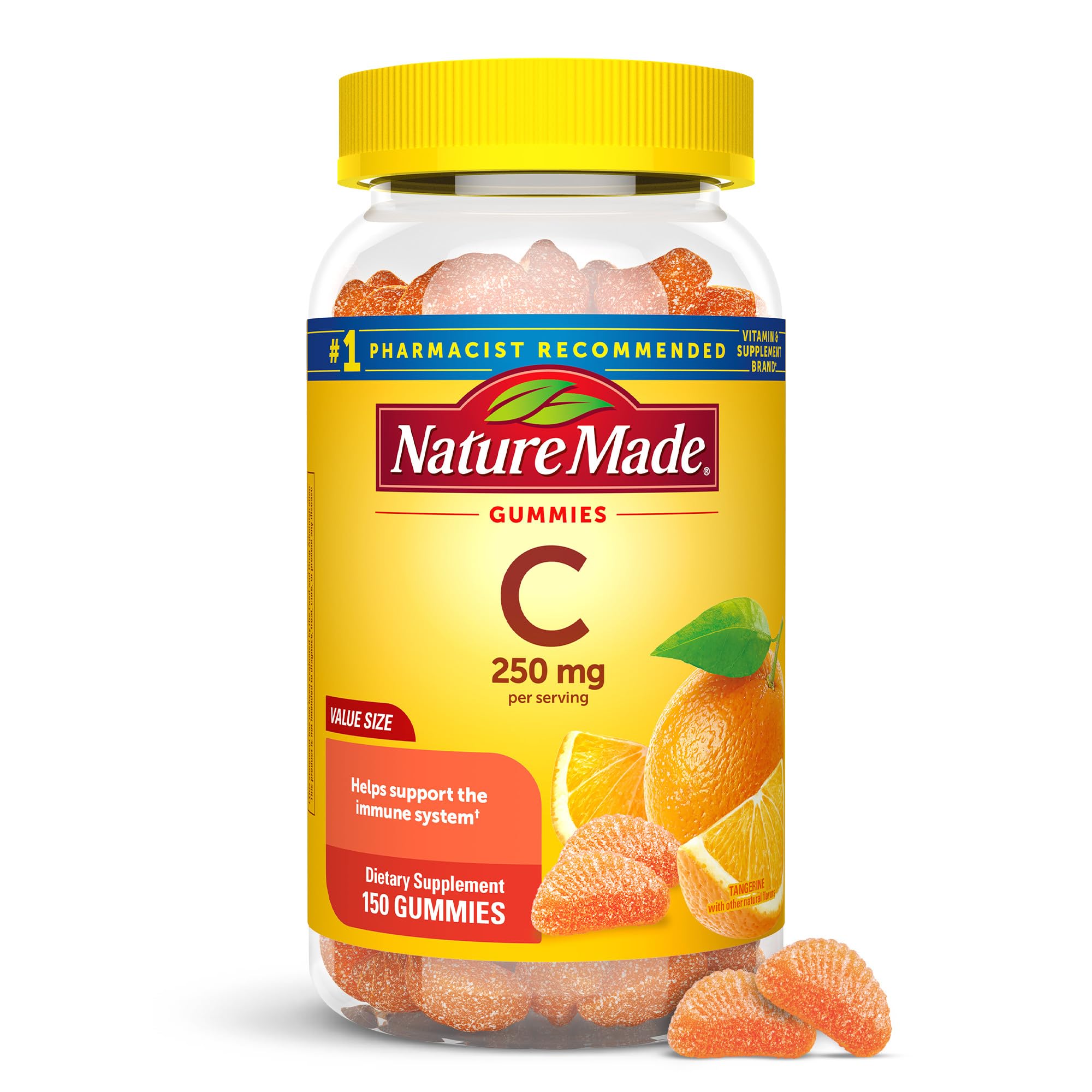 Bottle of Nature Made Vitamin C 250 mg gummies, 150-count
