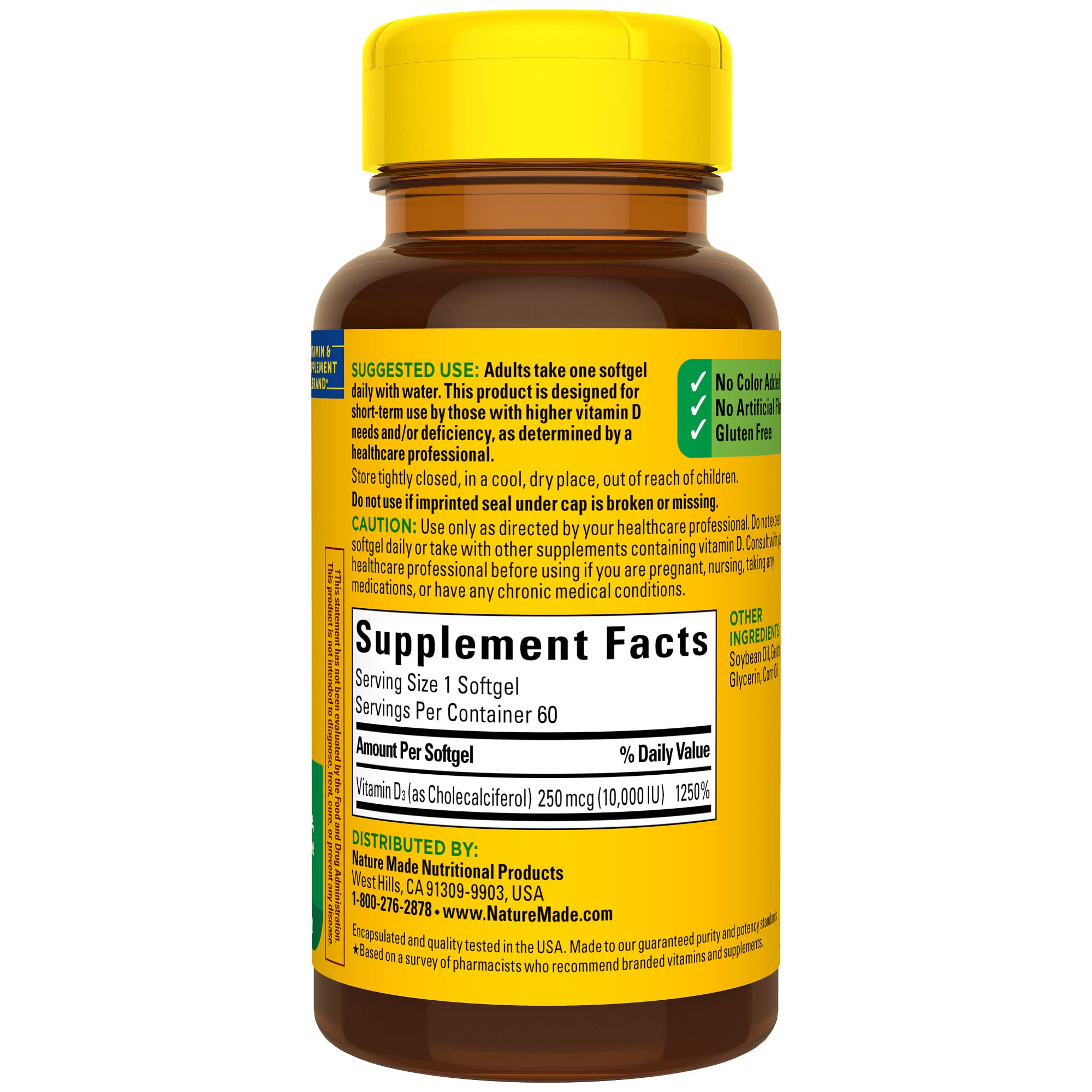 Product display featuring Nature Made Vitamin D3 10000 IU